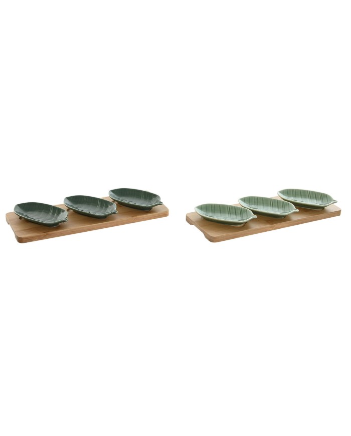 Set da Aperitivo Home ESPRIT Verde Verde scuro Bambù Porcellana Tropicale 4 Pezzi 28,4 x 10,5 x 3 cm (2 Unità) Set da Aperitivo Home ESPRIT Verde Verde scuro Bambù Porcellana Tropicale 4 Pezzi 28,4 x 10,5 x 3 cm (2 Unità)