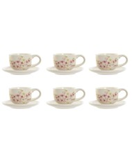 Set di Tazze da Caffè Home ESPRIT Beige Grigio Rosa Lilla Metallo Bambù Dolomite 260 ml
