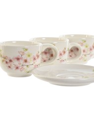 Set di Tazze da Caffè Home ESPRIT Giallo Bianco Rosa Lilla Metallo Dolomite 180 ml