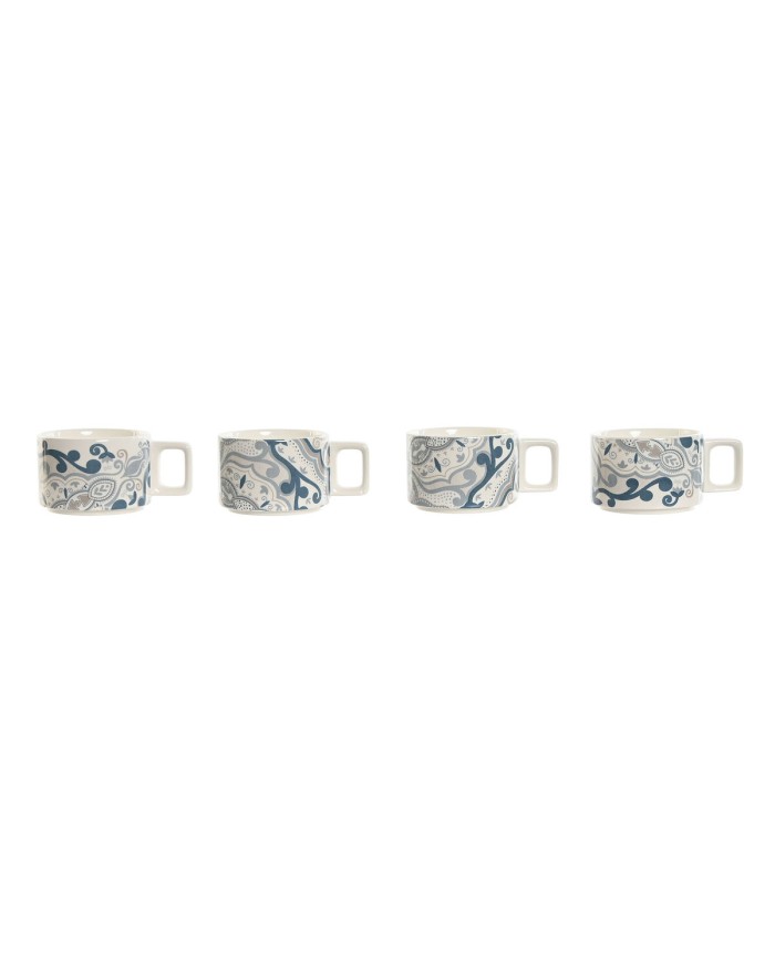 Set di Tazze da Caffè Home ESPRIT Beige Grigio Rosa Lilla Metallo Bambù Dolomite 260 ml