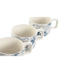 Set di Tazze da Caffè Home ESPRIT Beige Grigio Rosa Lilla Metallo Bambù Dolomite 260 ml