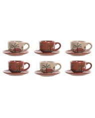 Set di Tazze da Caffè Home ESPRIT Beige Rosa Terracotta Lilla Metallo Bambù Dolomite 260 ml