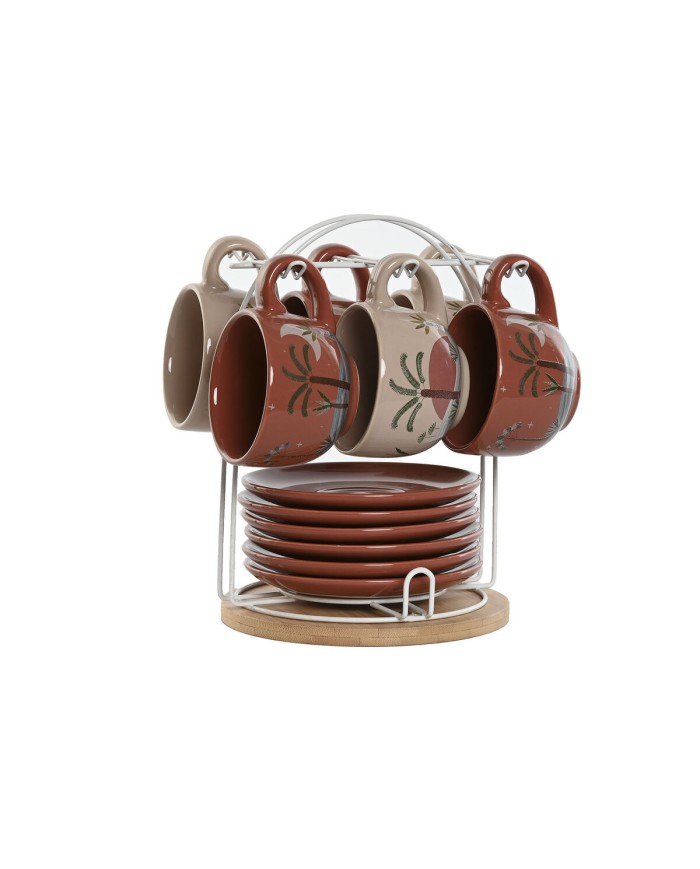 Set di Tazze da Caffè Home ESPRIT Giallo Beige Terracotta Lilla Metallo Dolomite 180 ml