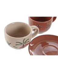 Set di Tazze da Caffè Home ESPRIT Giallo Beige Terracotta Lilla Metallo Dolomite 180 ml