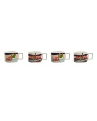 Set di 4 Tazze Mug Home ESPRIT Giallo Beige Grigio Rosa Porcellana 410 ml 13 x 9 x 9,4 cm