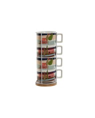 Set di Tazze da Caffè Home ESPRIT Azzurro Verde Rosa Lilla Metallo Bambù Dolomite 260 ml