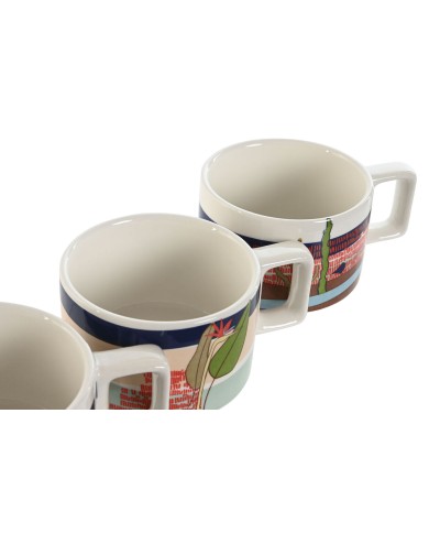 Set di Tazze da Caffè Home ESPRIT Azzurro Verde Rosa Lilla Metallo Bambù Dolomite 260 ml Set di Tazze da Caffè Home ESPRIT Azzurro Verde Rosa Lilla Metallo Bambù Dolomite 260 ml