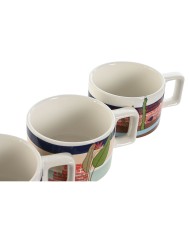 Set di Tazze da Caffè Home ESPRIT Azzurro Verde Rosa Lilla Metallo Bambù Dolomite 260 ml