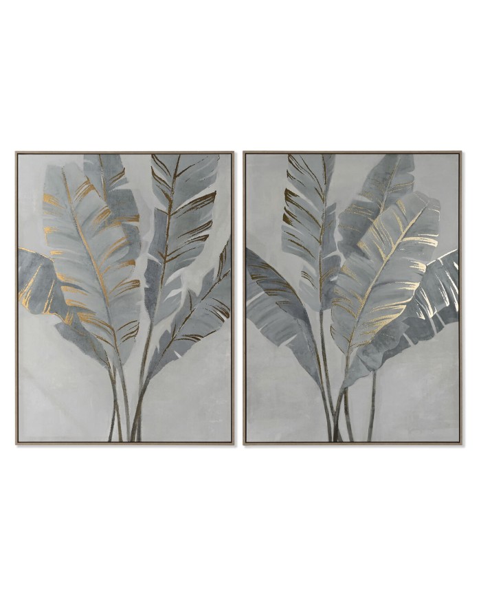 Quadro Home ESPRIT Palme Dorato Tropicale 90 x 4 x 120 cm (2 Unità)