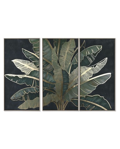 Set di 3 quadri Home ESPRIT Palme Tropicale 180 x 4 x 120 cm (3 Pezzi)