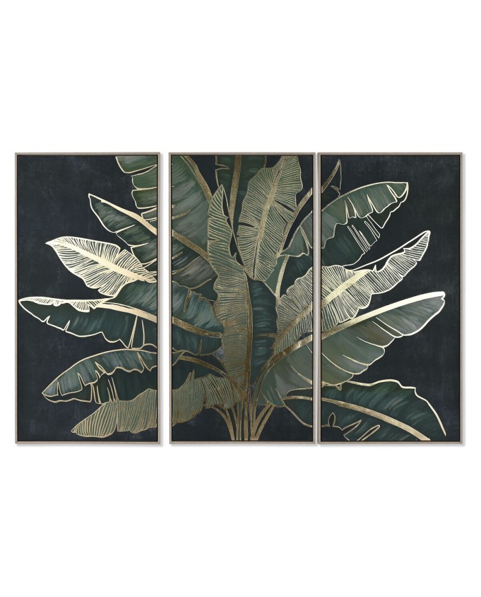 Set di 3 quadri Home ESPRIT Palme Tropicale 180 x 4 x 120 cm (3 Pezzi)