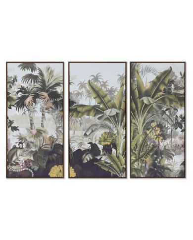 Set di 3 quadri Home ESPRIT Tropicale 180 x 4 x 120 cm (3 Pezzi)