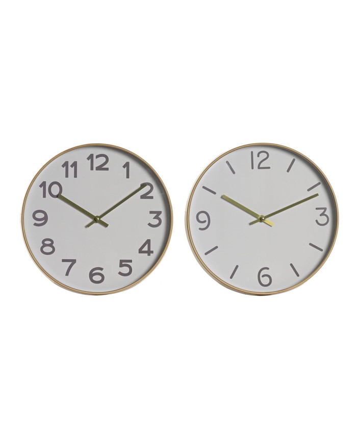 Orologio da Parete Home ESPRIT Bianco Dorato PVC 30 x 4 x 30 cm (2 Unità)