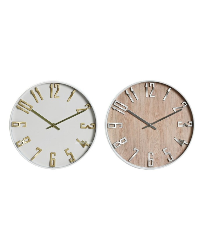 Orologio da Parete Home ESPRIT Bianco Dorato Argentato PVC 30 x 4 x 30 cm (2 Unità)