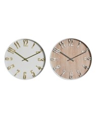 Orologio da Parete Home ESPRIT Bianco Dorato PVC 30 x 4 x 30 cm (2 Unità)