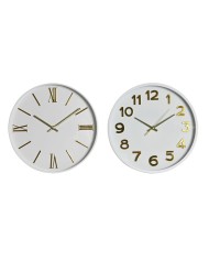 Orologio da Parete Home ESPRIT Azzurro Bianco Rosa Senape PVC 30 x 4 x 30 cm (3 Unità)