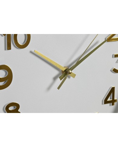 Orologio da Parete Home ESPRIT Bianco Dorato PVC 30 x 4 x 30 cm (2 Unità)