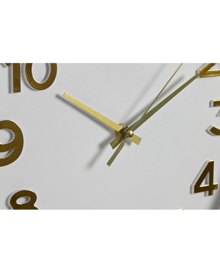 Orologio da Parete Home ESPRIT Bianco Dorato PVC 30 x 4 x 30 cm (2 Unità)