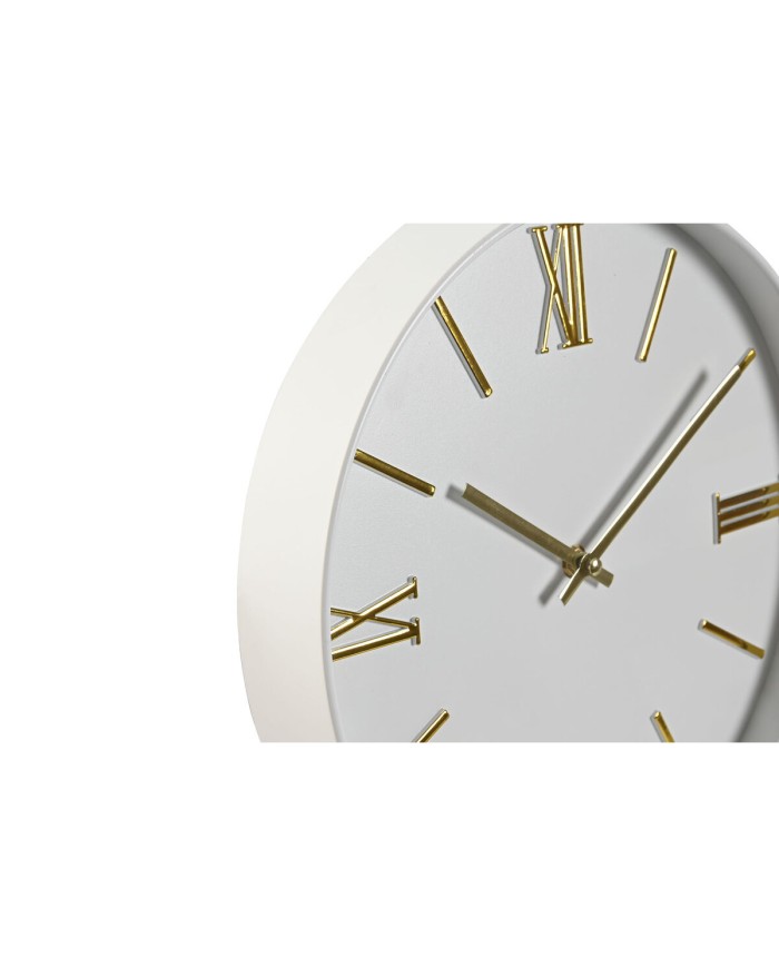 Orologio da Parete Home ESPRIT Bianco Dorato PVC 30 x 4 x 30 cm (2 Unità)