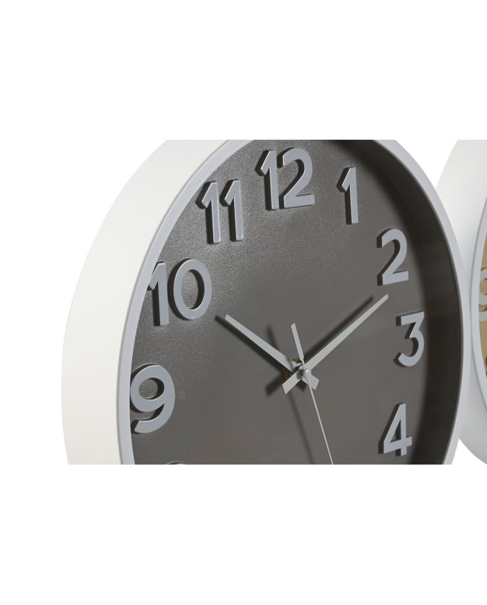 Orologio da Parete Home ESPRIT Azzurro Bianco Rosa Senape PVC 30 x 4 x 30 cm (3 Unità)