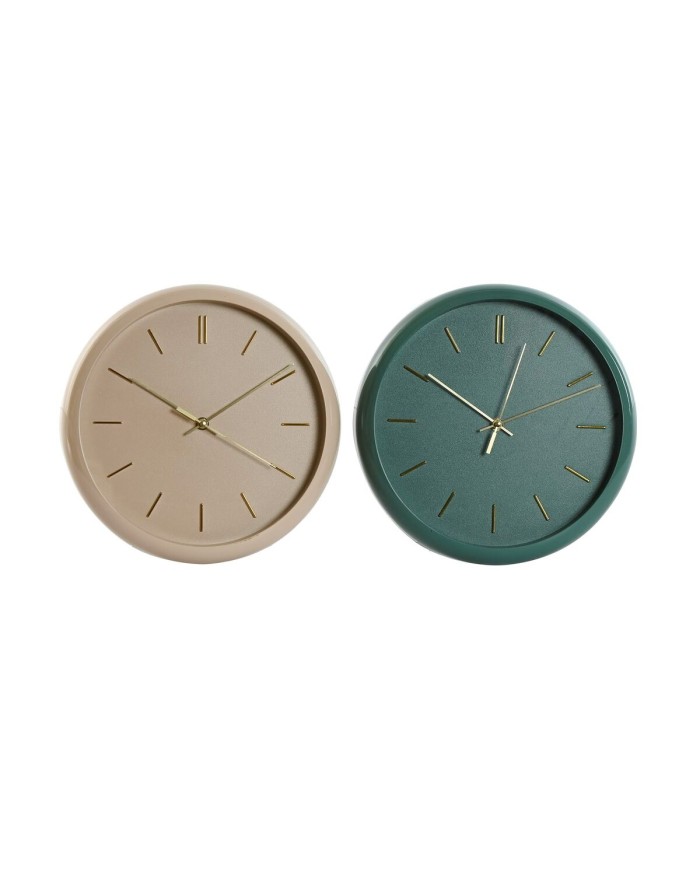 Orologio da Parete Home ESPRIT Verde Rosa PVC Moderno 30 x 4 x 30 cm (2 Unità)