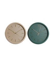 Orologio da Parete Home ESPRIT Verde Rosa PVC Moderno 30 x 4 x 30 cm (2 Unità)