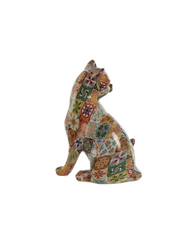 Statua Decorativa Home ESPRIT Multicolore Gatto Mediterraneo 11 x 10 x 16 cm (2 Unità)