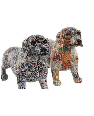 Statua Decorativa Home ESPRIT Multicolore Cane Mediterraneo 21 x 6 x 12 cm (2 Unità)