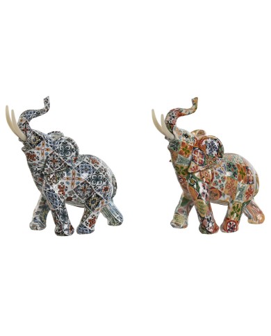 Statua Decorativa Home ESPRIT Multicolore Elefante Mediterraneo 16 x 7 x 17 cm (2 Unità) Statua Decorativa Home ESPRIT Multicolore Elefante Mediterraneo 16 x 7 x 17 cm (2 Unità)