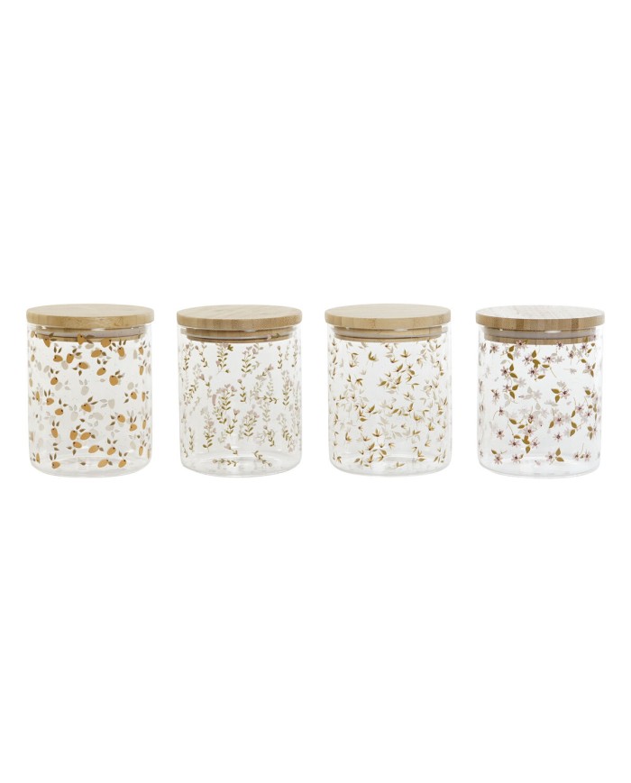 Barattolo DKD Home Decor Bambù Vetro Borosilicato Shabby Chic 700 ml 10 x 10 x 12,5 cm (4 Unità) Barattolo DKD Home Decor Bambù Vetro Borosilicato Shabby Chic 700 ml 10 x 10 x 12,5 cm (4 Unità)