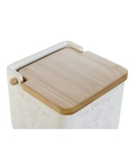 Portasale con Coperchio DKD Home Decor Azzurro Bianco Verde Lilla Bambù Scandi 750 ml 14 x 12,5 x 12 cm (3 Unità)