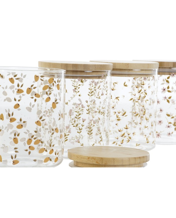 Barattolo DKD Home Decor Bambù Vetro Borosilicato Shabby Chic 700 ml 10 x 10 x 12,5 cm (4 Unità) Barattolo DKD Home Decor Bambù Vetro Borosilicato Shabby Chic 700 ml 10 x 10 x 12,5 cm (4 Unità)