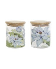 Barattolo DKD Home Decor Azzurro Bianco Verde Naturale Silicone Bambù Vetro Borosilicato 700 ml 10 x 10 x 13 cm (2 Unità) Barattolo DKD Home Decor Azzurro Bianco Verde Naturale Silicone Bambù Vetro Borosilicato 700 ml 10 x 10 x 13 cm (2 Unità)