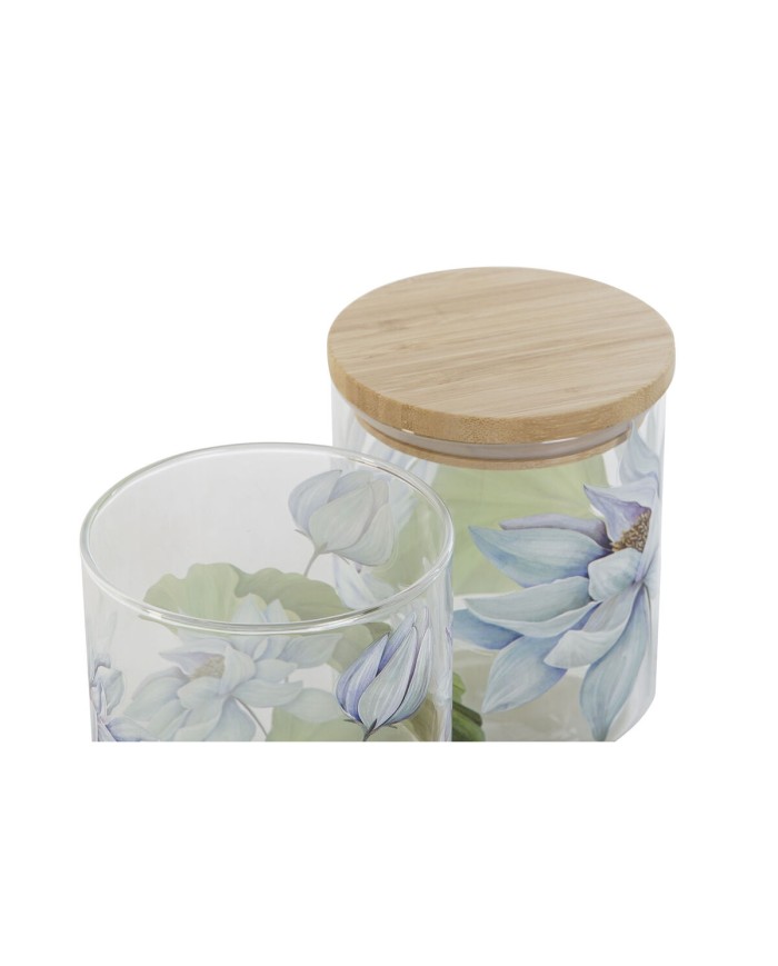 Barattolo DKD Home Decor Azzurro Bianco Verde Naturale Silicone Bambù Vetro Borosilicato 700 ml 10 x 10 x 13 cm (2 Unità) Barattolo DKD Home Decor Azzurro Bianco Verde Naturale Silicone Bambù Vetro Borosilicato 700 ml 10 x 10 x 13 cm (2 Unità)