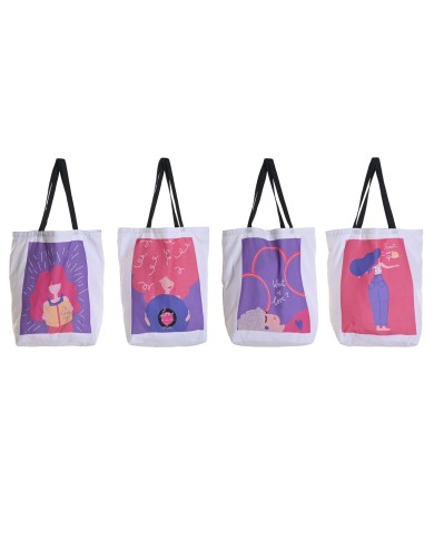 Borsa di stoffa DKD Home Decor Bianco polialgodon Poliestere 43 x 15 x 40 cm (4 Unità) Borsa di stoffa DKD Home Decor Bianco polialgodon Poliestere 43 x 15 x 40 cm (4 Unità)