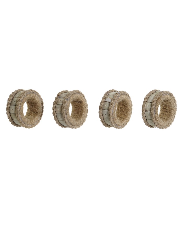 Anello portatovagliolo DKD Home Decor Naturale Juta Resina Alluminio 6 x 3 x 6 cm 4 Pezzi