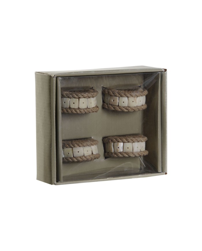 Anello portatovagliolo DKD Home Decor Naturale Juta Resina Alluminio 6 x 3 x 6 cm 4 Pezzi