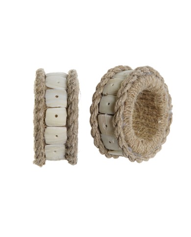 Anello portatovagliolo DKD Home Decor Naturale Juta Resina Alluminio 6 x 3 x 6 cm 4 Pezzi