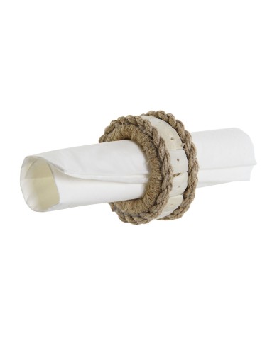 Anello portatovagliolo DKD Home Decor Naturale Juta Resina Alluminio 6 x 3 x 6 cm 4 Pezzi