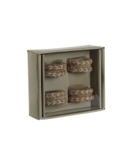 Anello portatovagliolo DKD Home Decor Naturale Juta Legno di mango 6 x 3 x 6 cm 4 Pezzi