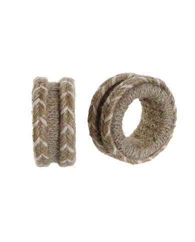 Anello portatovagliolo DKD Home Decor Naturale Juta Legno di mango 6 x 3 x 6 cm 4 Pezzi