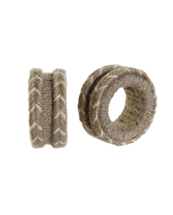 Anello portatovagliolo DKD Home Decor Naturale Juta Legno di mango 6 x 3 x 6 cm 4 Pezzi