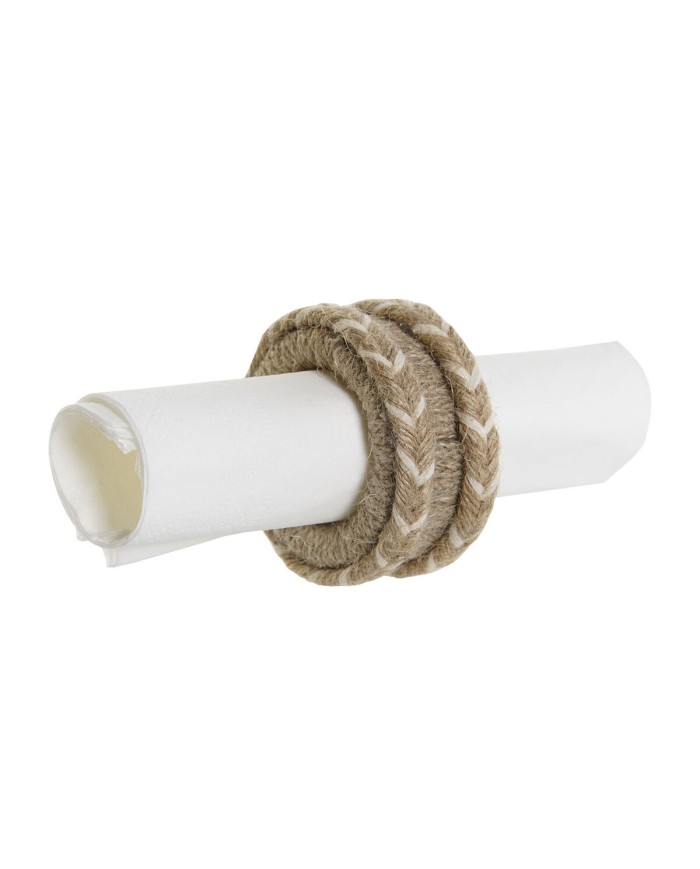 Anello portatovagliolo DKD Home Decor Naturale Juta Legno di mango 6 x 3 x 6 cm 4 Pezzi