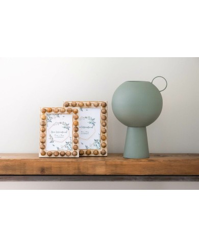 Cornice Portafoto Home ESPRIT Bianco Marrone Cristallo Legno di mango 21 x 3 x 26 cm