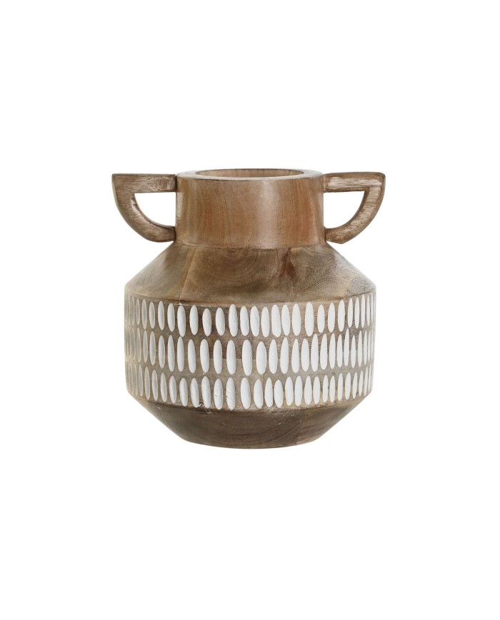 Vaso Home ESPRIT Bianco Marrone Legno di mango Coloniale 18 x 18 x 19 cm Vaso Home ESPRIT Bianco Marrone Legno di mango Coloniale 18 x 18 x 19 cm