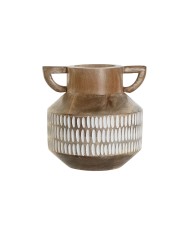 Vaso Home ESPRIT Bianco Marrone Legno di mango Coloniale 18 x 18 x 19 cm Vaso Home ESPRIT Bianco Marrone Legno di mango Coloniale 18 x 18 x 19 cm
