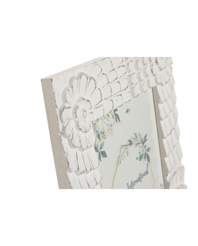 Cornice Portafoto Home ESPRIT Bianco Cristallo Legno MDF 37 x 1,5 x 37 cm