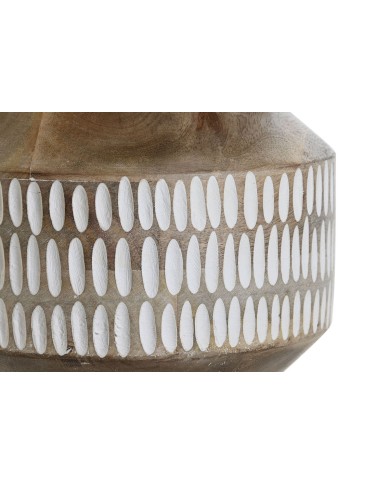 Vaso Home ESPRIT Bianco Marrone Legno di mango Coloniale 18 x 18 x 19 cm Vaso Home ESPRIT Bianco Marrone Legno di mango Coloniale 18 x 18 x 19 cm