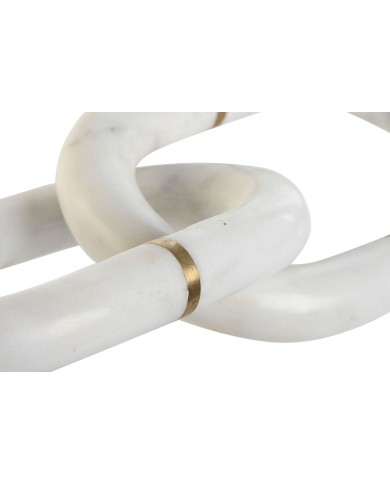 Statua Decorativa Home ESPRIT Bianco Dorato Catena 13 x 13 x 28 cm