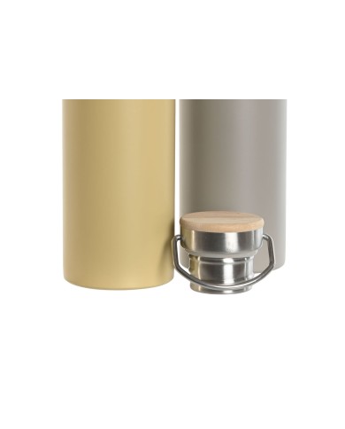 Bottiglia Térmica Home ESPRIT Beige Grigio 500 ml (2 Unità)